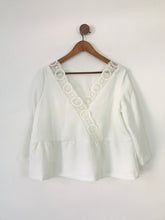 Load image into Gallery viewer, Sezane Women’s Peplum Crochet Blouse | 38 UK10 | White