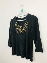 Load image into Gallery viewer, Betty Barclay Women’s Embellished 3/4 Sleeve Top T-Shirt | UK12 | Grey
