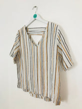 Load image into Gallery viewer, Wrap London Women’s Stripe Linen V-Neck Top | UK14 | White