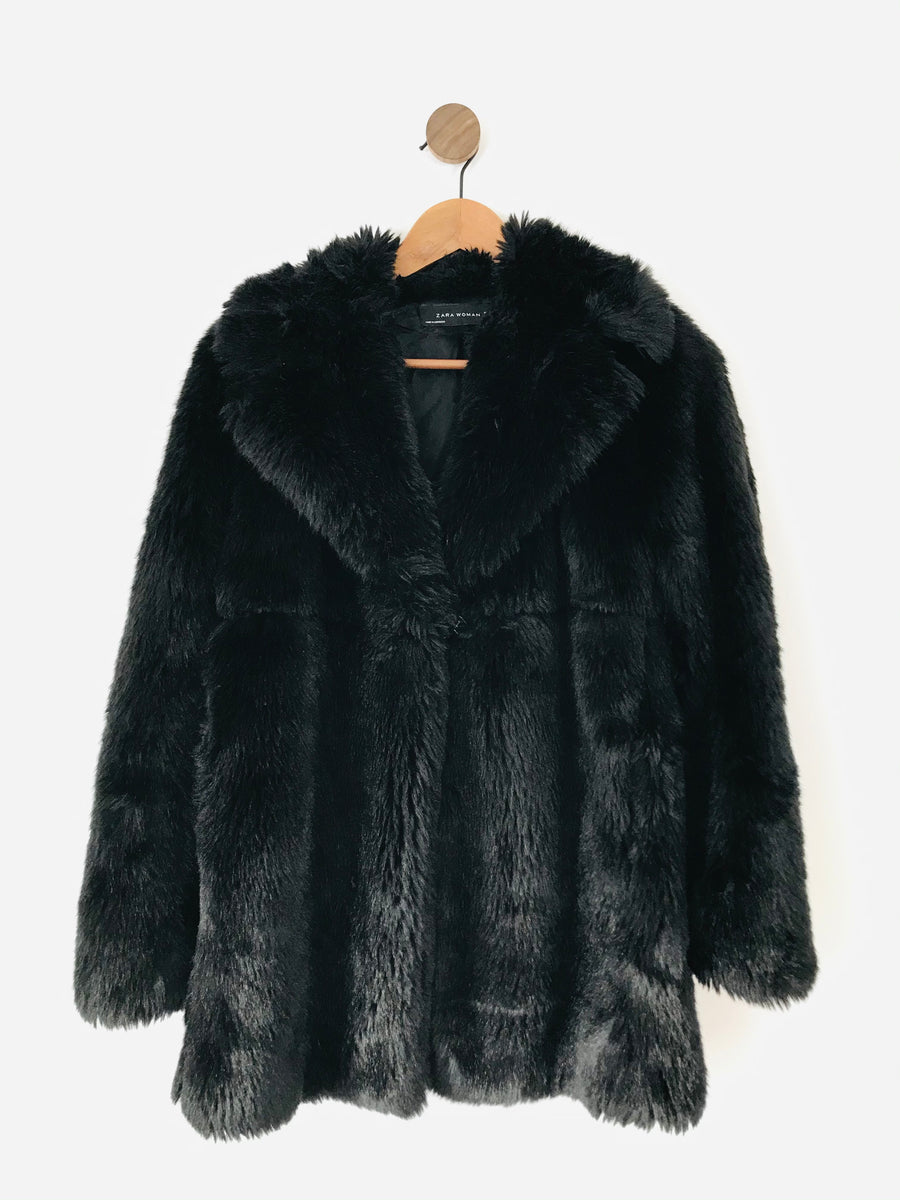 Faux fur black coat zara best sale