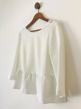 Load image into Gallery viewer, Sezane Women’s Peplum Crochet Blouse | 38 UK10 | White