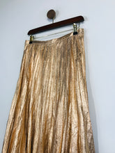 Load image into Gallery viewer, Manoush Women's Leather Pleated Midi A-Line Skirt | UK12 | Yellow