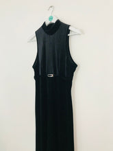 Load image into Gallery viewer, Papell Boutique Women’s Velour Velvet Maxi Evening Dress | UK12 | Black