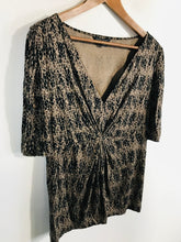 Load image into Gallery viewer, Banana Republic Women's Animal Print Ruched T-Shirt | L UK14 | Brown