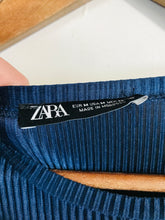 Load image into Gallery viewer, Zara Women's Long Sleeve Pleated A-line Dress | M UK10-12 | Blue