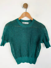 Load image into Gallery viewer, Zara Women's Crop Knit T-Shirt | M UK10-12 | Green