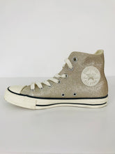 Load image into Gallery viewer, Converse Women’s Glittery High Top Trainers | UK5.5 | Gold