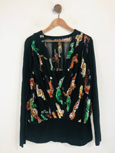 Load image into Gallery viewer, Biba Women's Animal Print Pleated Blouse | UK18 | Black
