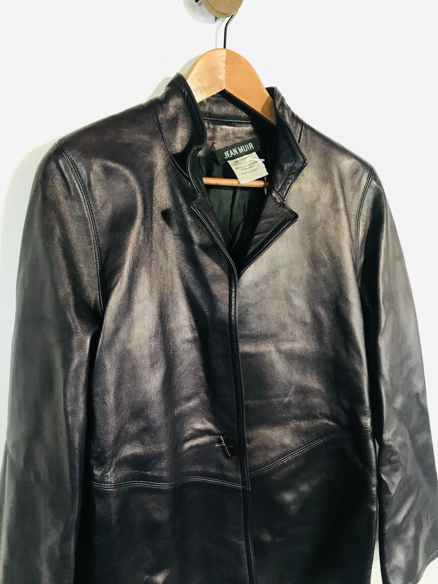 Jean Muir Women's Leather Biker Jacket UK10 Purple