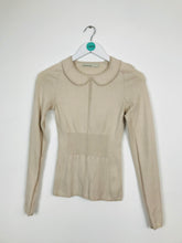 Load image into Gallery viewer, Karen Millen Womens Fitted Knit Collared Jumper | UK8 | Beige