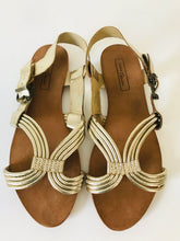 Load image into Gallery viewer, Zara Women’s Metallic Leather Gladiator Sandals Flats | 38 UK5 | Gold