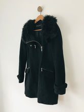 Load image into Gallery viewer, Zara Women’s Fur Hood Wool Overcoat Coat Jacket | M UK10-12 | Black