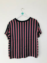 Load image into Gallery viewer, Tommy Hilfiger Women’s Silk Oversized Stripe T-shirt | US4 UK8 | Red Blue