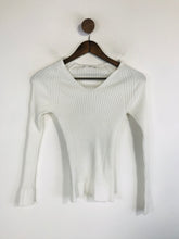 Load image into Gallery viewer, Mango Women's Ribbed V-Neck Jumper | S UK8 | White