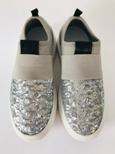 Load image into Gallery viewer, Fessura Women's Sequin Platform Trainers  | UK4 | Grey