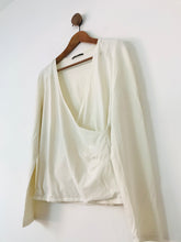 Load image into Gallery viewer, Boss Hugo Boss Women’s V-Neck Wrap Blouse Top | UK12-14 | Cream White
