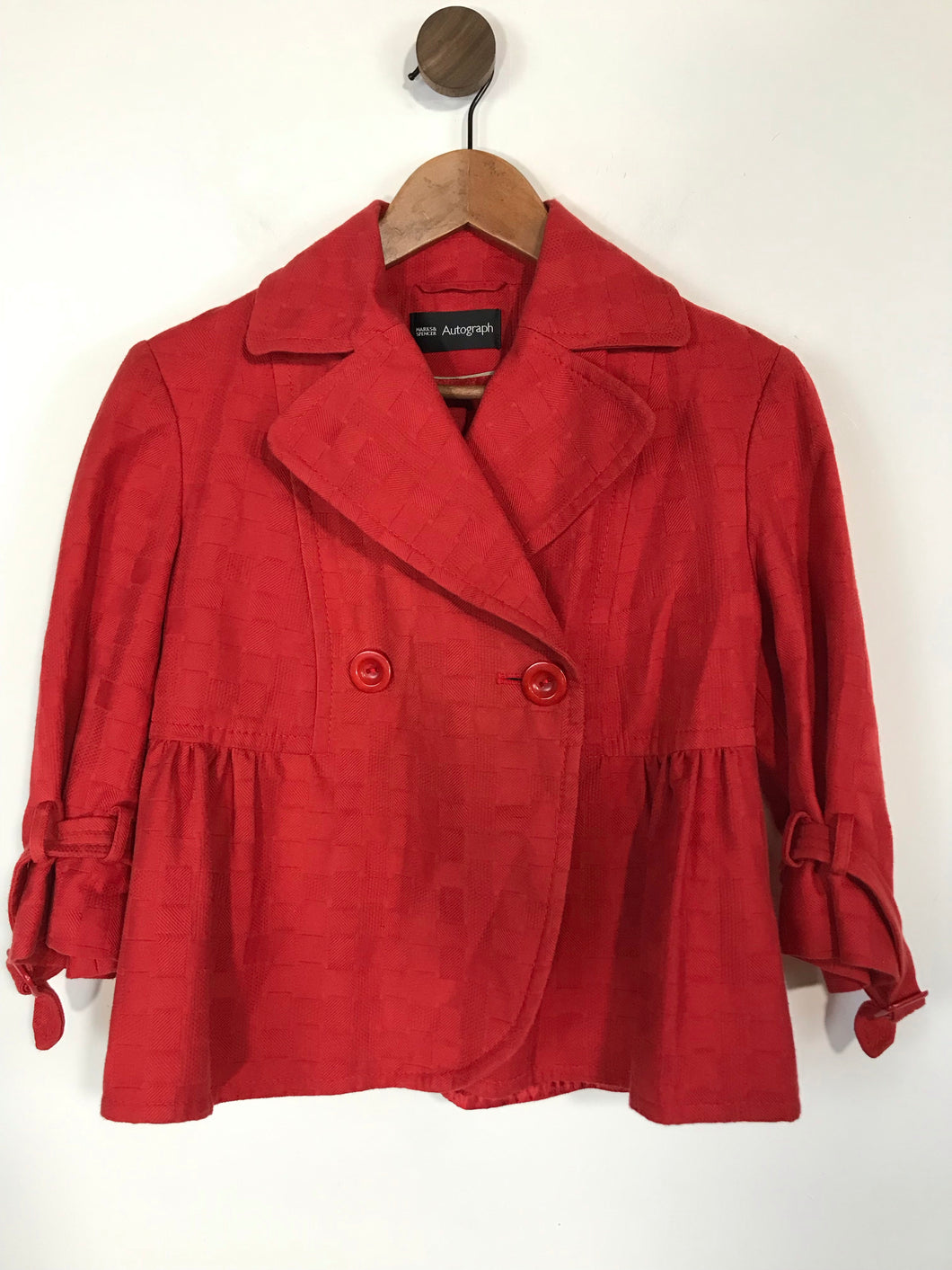 Autograph Women's Cotton Gathered Blazer Jacket | UK10  | Orange