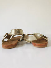 Load image into Gallery viewer, Zara Women’s Metallic Leather Gladiator Sandals Flats | 38 UK5 | Gold