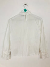 Load image into Gallery viewer, Mango Women’s High Neck Lace Pleated Blouse | M | White