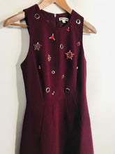 Load image into Gallery viewer, Whistles Women's Floral Beaded A-Line Dress | UK6 | Red