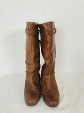 Load image into Gallery viewer, UGG Women’s Wedge Knee Fleece Lined Leather Boots | UK3 | Brown