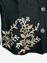 Load image into Gallery viewer, Precis Women's Linen Embroidered Blazer Jacket | UK12 | Black