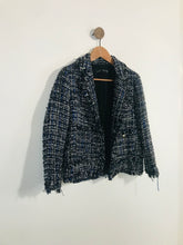 Load image into Gallery viewer, Zara Women's Check Tweed Blazer Jacket | M UK10-12 | Blue