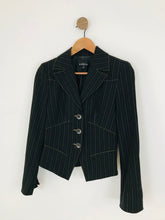 Load image into Gallery viewer, Bebe Women’s Pinstripe Fitted Suit Jacket | 2 UK6 | Black