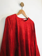 Load image into Gallery viewer, Mango Women's Long Sleeve Faux Suede A-Line Dress | M UK10-12 | Red