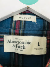 Load image into Gallery viewer, Abercrombie & Fitch Men’s Check Muscle Fit Shirt | L | Blue
