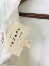 Load image into Gallery viewer, Sezane Women’s Peplum Crochet Blouse | 38 UK10 | White