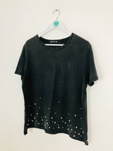 Load image into Gallery viewer, Zara Women’s Oversized Pearl Embellished Tshirt | UK14 | Grey
