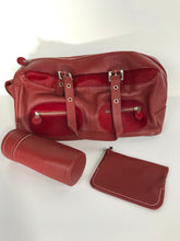 Load image into Gallery viewer, Petit Planet Women's Leather Weekend Bag | Red