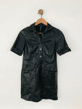 Load image into Gallery viewer, Zara Women's Faux Leather Button Up Mini Dress | XS UK6-8 | Black
