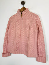Load image into Gallery viewer, Boden Women's Quarter Zip Cable Knit Jumper | M UK10-12 | Pink