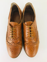 Load image into Gallery viewer, Bertie Women’s Leather Brogue Heart Flat Shoes | 40 UK7 | Brown