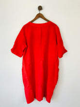 Load image into Gallery viewer, WoolOvers Women’s Linen Pleated Midi Tunic Dress | UK16 | Red Orange
