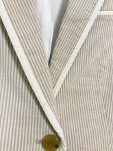 Load image into Gallery viewer, Mango Women's Fitted Pinstripe Blazer Jacket | UK10 | Brown