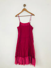 Load image into Gallery viewer, Jigsaw Women’s Silk A-Line Midi Dress | UK14 | Burgundy Red