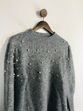 Load image into Gallery viewer, Lucy Paris Women's Pearl Embellished Jumper | EU38 UK10 | Grey
