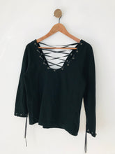 Load image into Gallery viewer, Ted Baker Women's Lace Up 3/4 Length Sleeve T-Shirt | L UK14 | Black