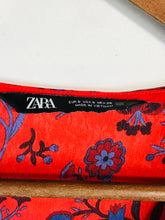 Load image into Gallery viewer, Zara Women's Floral Ruffle Mini Dress | S UK8 | Red