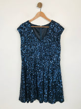 Load image into Gallery viewer, French Connection Women's Glittery Sequin A-Line Dress | UK16 | Blue