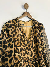 Load image into Gallery viewer, Quiz Women's Leopard Print Ruffle A-Line Dress | UK10 | Brown