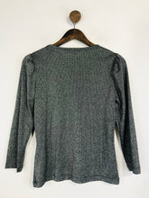 Load image into Gallery viewer, Whistles Women's Puff Sleeve Metallic T-Shirt | UK8 | Grey
