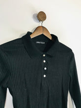 Load image into Gallery viewer, Zara Women's Long Sleeve Ribbed Polo Shirt | S UK8 | Black
