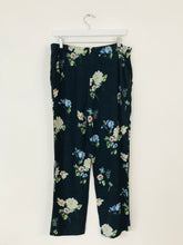 Load image into Gallery viewer, Zara Women’s Floral Wide Leg Culottes Trousers | L | Dark Navy