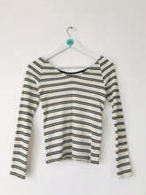 Load image into Gallery viewer, Zara Women’s Striped Wide Neck Shirt | M UK10 | Black and White