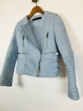 Load image into Gallery viewer, Zara Women's Faux Leather Biker Jacket | S UK8 | Blue