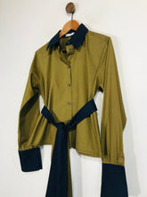 Load image into Gallery viewer, Duro Olowu Women's Contrast Belted Button-Up Shirt | UK10 | Green
